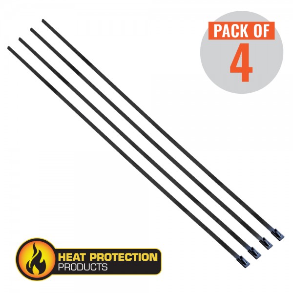 Exhaust Wrap Stainless Black Locking Ties 200mm (8 Inch) Long Heavy Duty Qty 4