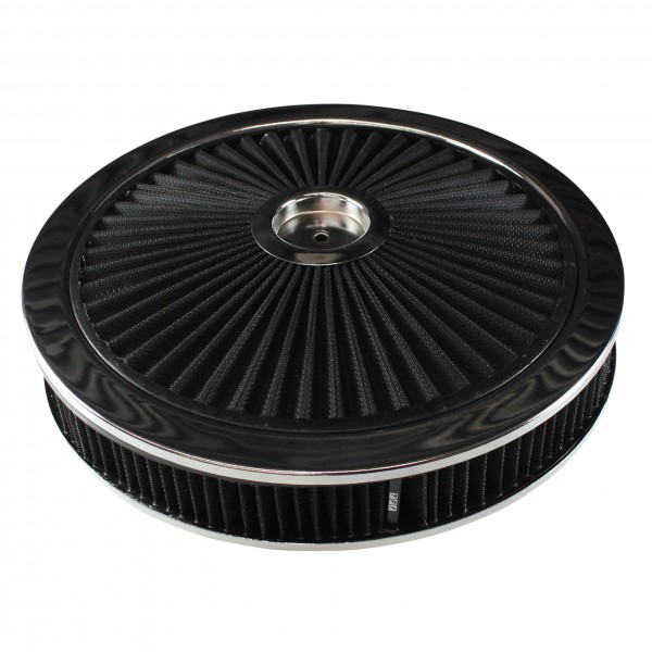 Extraflow Black Chrome Air Filter Cleaner 14"x 2" Holley Edelbrock Recessed Base