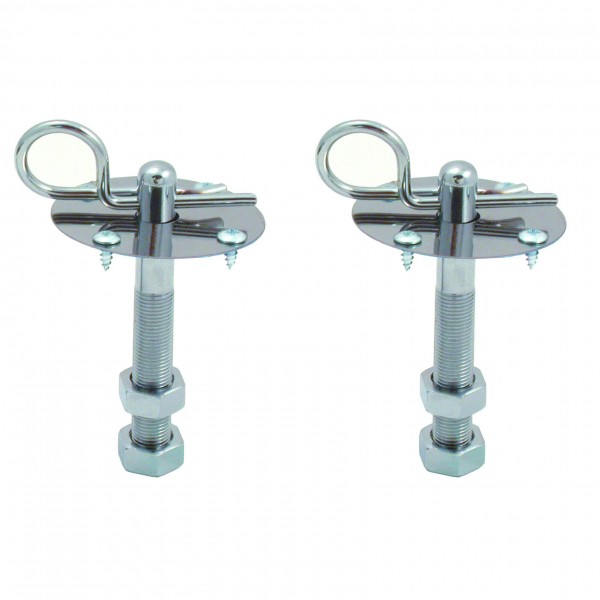 Hood Pin Kit Hairpin Type Chrome with 2 ea posts, scuff plates, etc