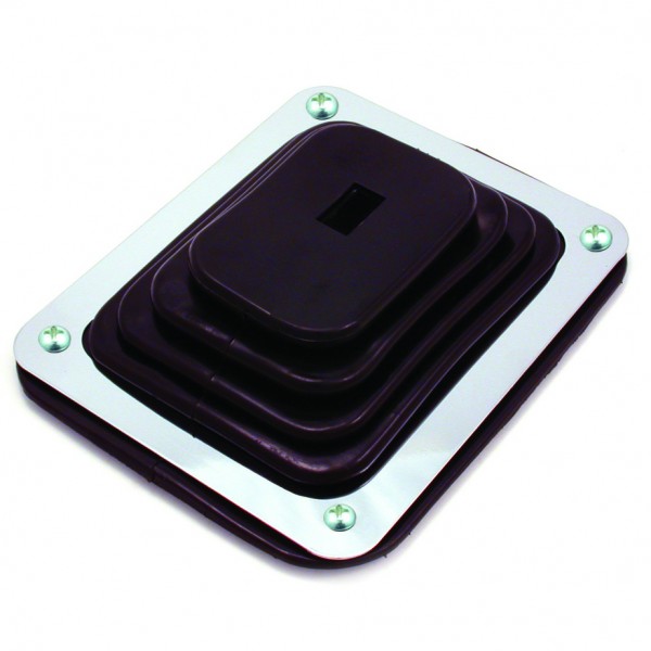 Rubber Gear Shifter Boot + Chrome Rectangular Mount Plate 4" x 5"