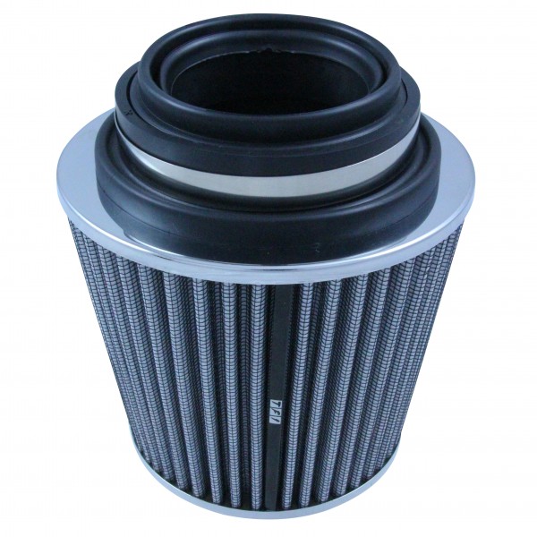 Conical High Flow Air Filter Multi Fit Neck 76-89-102mm - 165mm Long - Chrome