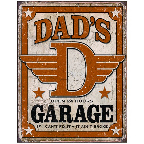Dads Garage Open 24 Hours If I Can't Fix It Metal Sign Reproduction 32cm x 41cm