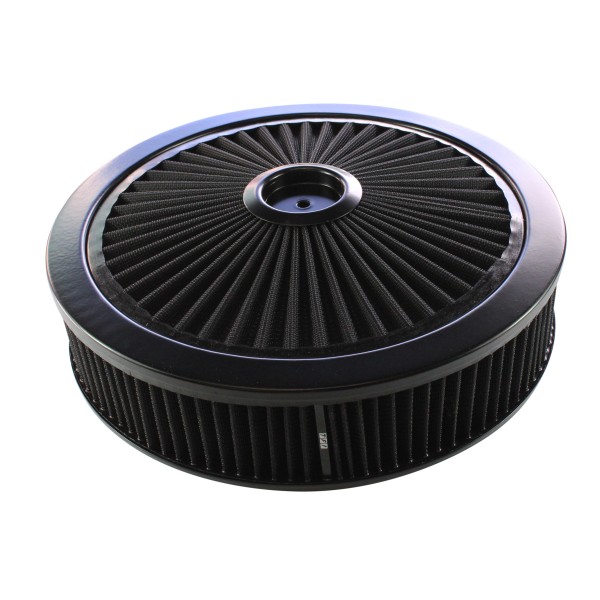 Extraflow All Black Air Filter Cleaner 14" x 3" Holley Edelbrock Recessed Base