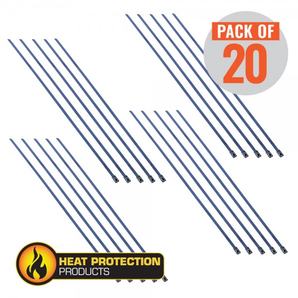 Exhaust Wrap Stainless Steel Locking Ties 355mm (14 Inch) Long Heavy Duty Qty 20