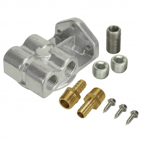 Derale Single Side Ports 3/8" NPT Filter Mount with 3/4"-16 Filter Threads