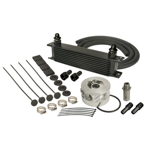 Derale Stack Plate 10 Row Engine Cooler Kit with GM Thermostat Sandwich