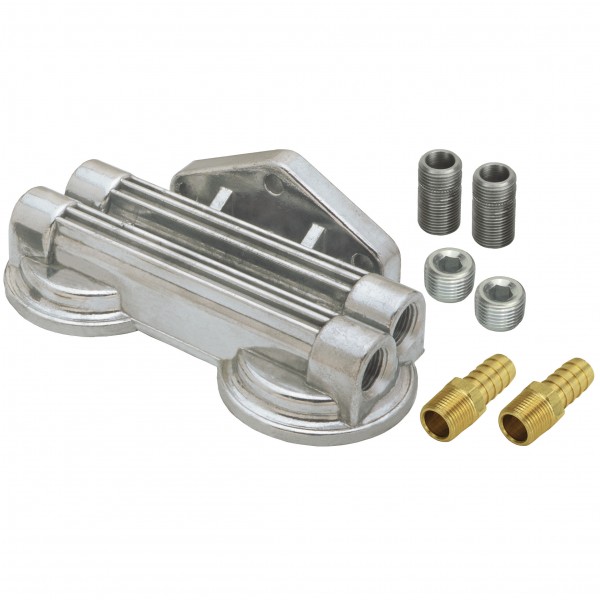 Derale Single Side Ports 1/2" NPT Remote Filter Mount Dual Side Ports