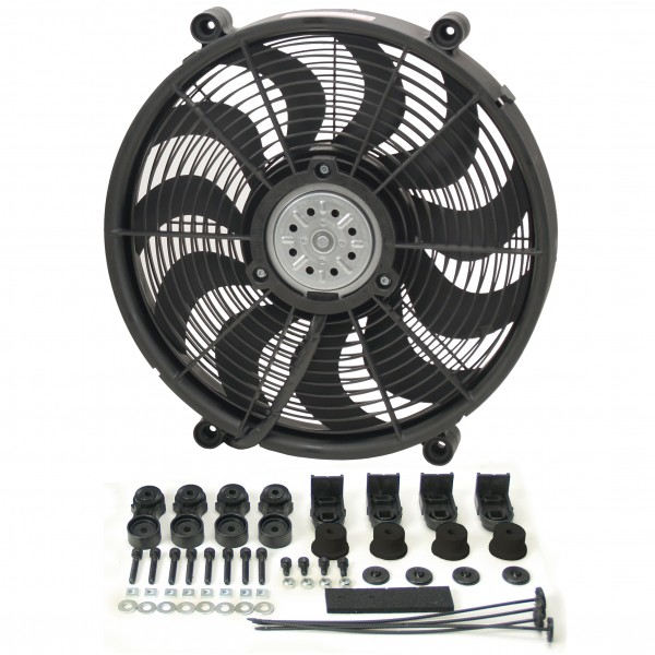 Derale 17" High Output Single Radiator Pusher/Puller 2 Speed Fan 2400Cfm