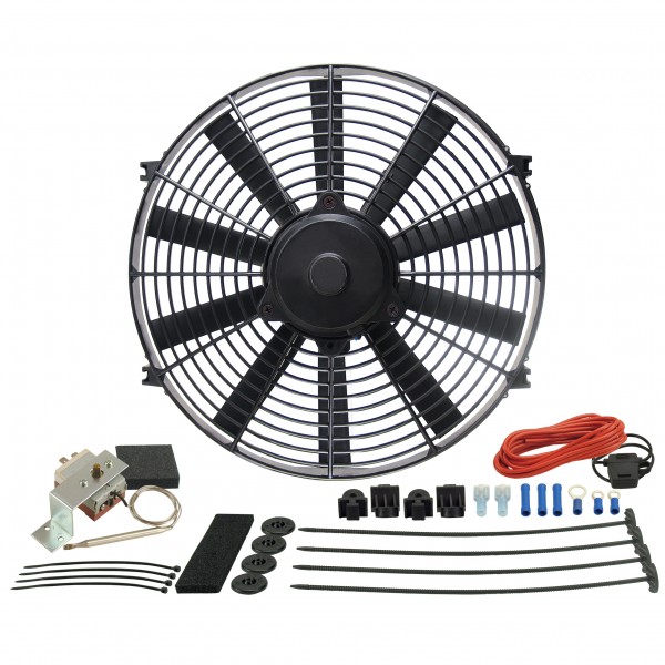 Derale 14" Straight Blade Reversible 1225Cfm Electric Fan with Thermostat