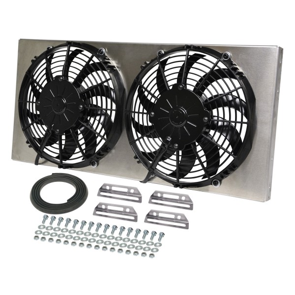 High Output Dual 10'' Electric Radiator Fan + Shroud Kit 24-3/4"x11-1/2"x3-1/4"