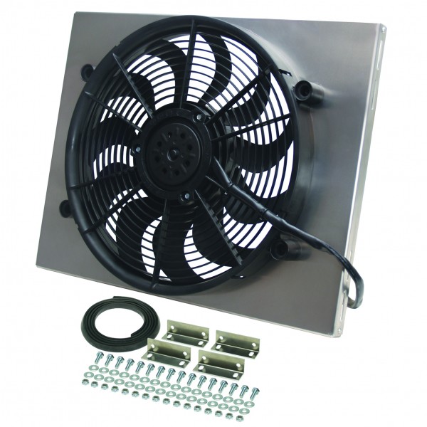 High Output Single 12" Electric Radiator Fan Alum Shroud Kit - 18"W x 13"H x 4"D