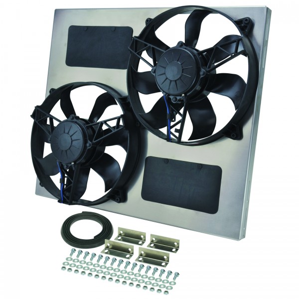 High Output Dual 11" Electric Radiator Fan Alum Shroud Kit-22.5"W x 19"H x 4.5"D