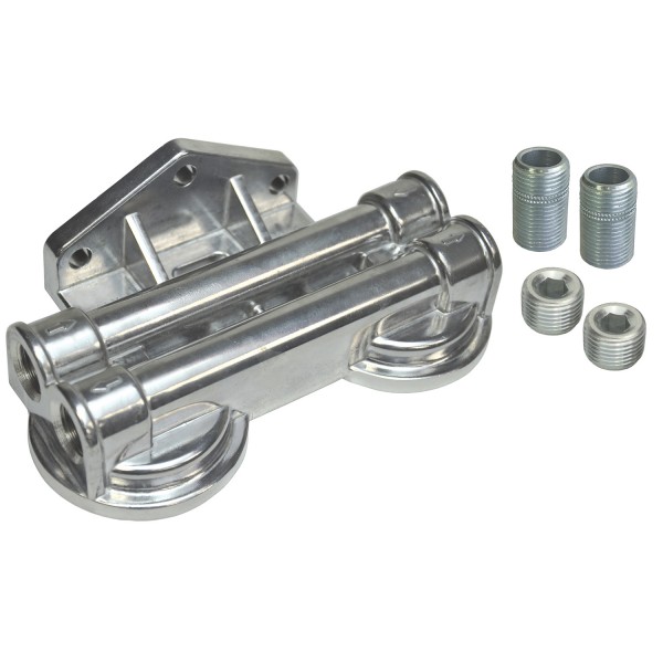 Dual Side Ports 1/2" NPT Filter Mount with 3/4"-16 Filter Threads  Derale