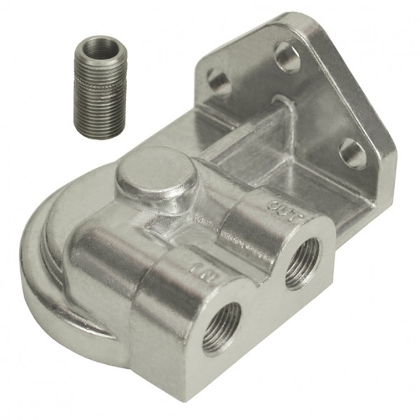 Single Right Port Remote Filler Mount 3/8"Npt ports, 3/4-16 Thread Derale