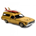 Automebelia Metal Collectable Ford 1976 XC Panel Van with Surfboard - Yellow