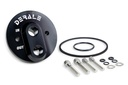 Black Derale Billet GM V8 Engine Bolt-On Oil Adaptor with 1/2" NPT Ports