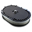 Oval Black Polished Finned Air Cleaner 12" x 2" Holley Edelbrock Quadrajet