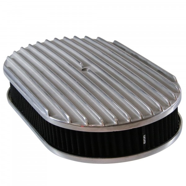 Oval Full Finned Air Cleaner 15" x 2" Holley Edelbrock Quadrajet Black Filter