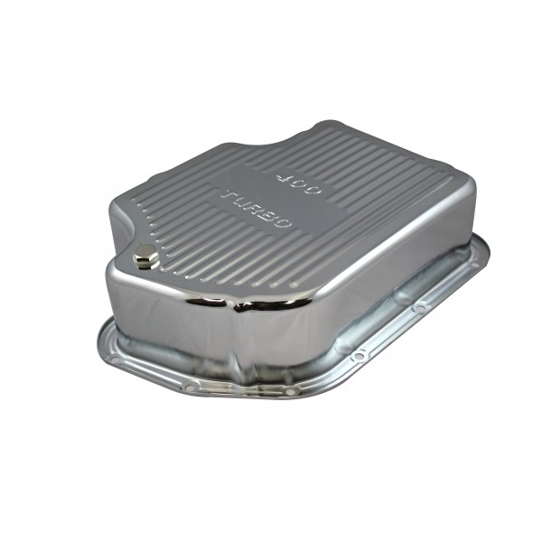 Transmission Pan GM Turbo 400 4" Deep Extra Capacity Chrome Steel