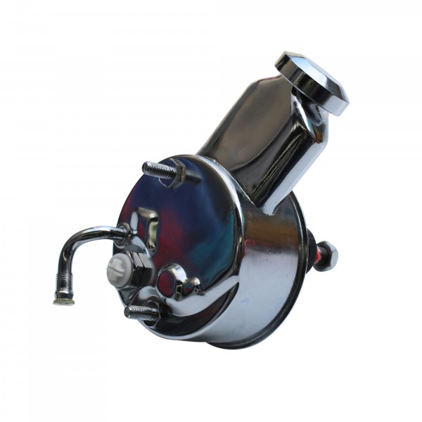 Power Steering Pump Chrome Early Chev Saginaw Teardrop 1/8" Shaft with Keyway