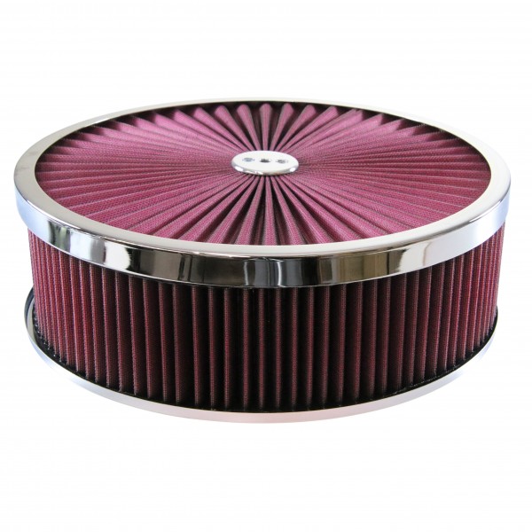 Superflow Red Chrome Air Filter Cleaner 14" x 4"  Holley Edelbrock Recessed Base
