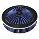 Extraflow Blue Chrome Air Cleaner Filter 9"x 2" Assy fit Holley 5-1/8" Base