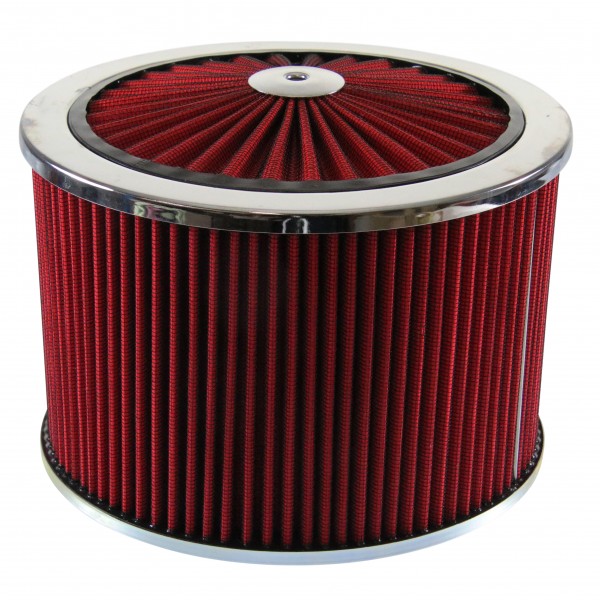 Extraflow Red Chrome Air Cleaner Filter 9"x 6" Assy fit Holley 5-1/8" Base