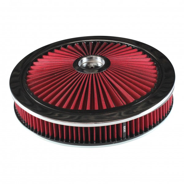 Extraflow Red Chrome Air Filter Cleaner 14" x 2" Holley Holden Quadrajet Base