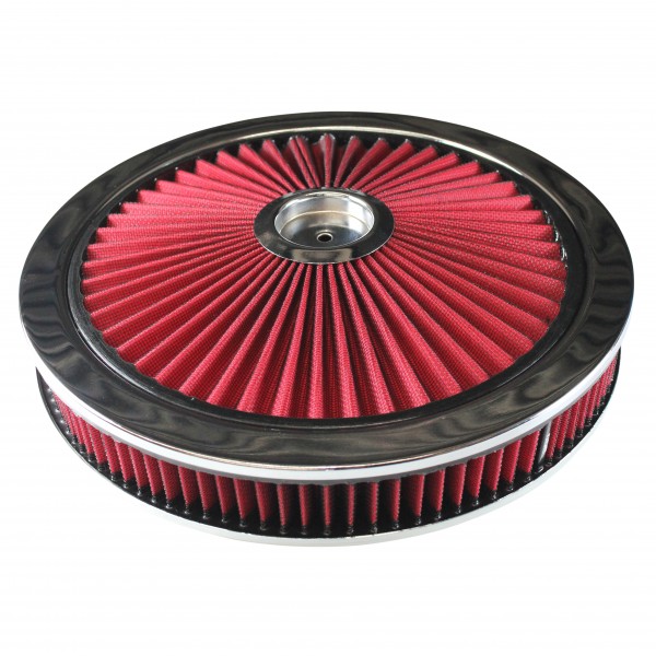 Extraflow Red Chrome Air Filter Cleaner 14" x 2" Holley Edelbrock Recessed Base
