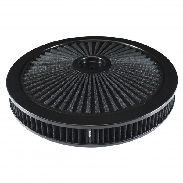 Extraflow All Black Air Filter Cleaner 14" x 2" Holley Edelbrock Recessed Base