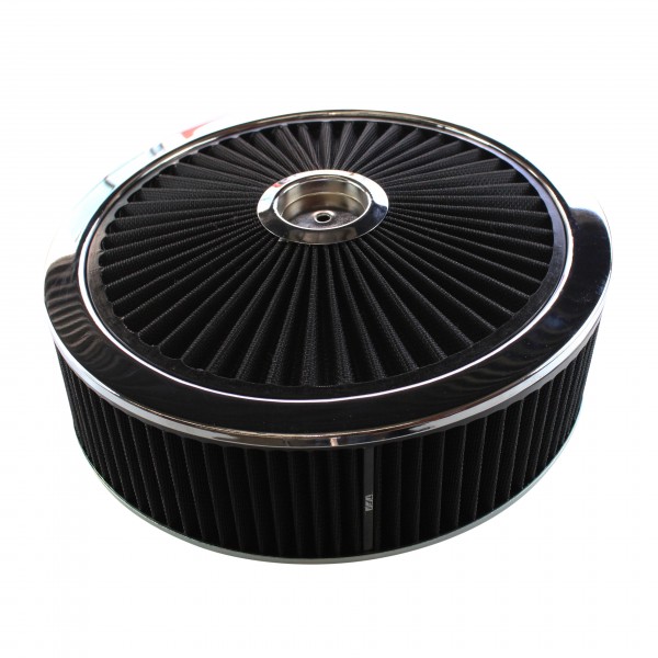 Extraflow Black Chrome Air Filter Cleaner 14" x 4" Holley Holden Quadrajet Base