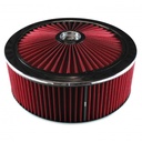 Extraflow Red Chrome Air Filter Cleaner 14" x 5" Holley or Holden Quadrajet Base