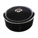 Extraflow Black Chrome Air Filter Cleaner 14"x 5" Holley Edelbrock Recessed Base