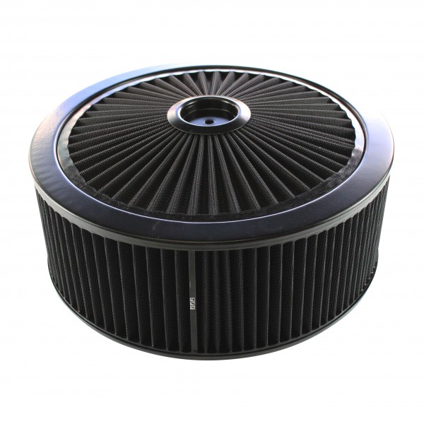 Extraflow All Black Air Filter Cleaner 14" x 5" Holley Edelbrock Recessed Base