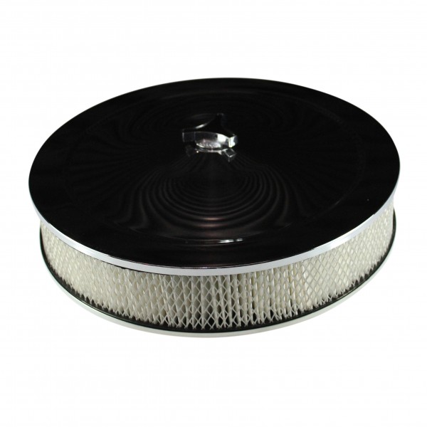 Chrome Air Filter Cleaner 14" x 3" Holley Rochester Recessed Base Paper Element