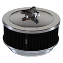 Chrome Air Cleaner 6-3/8" Wide x 2-1/2" Tall suit 5-1/8" Holley Carb Black Elem