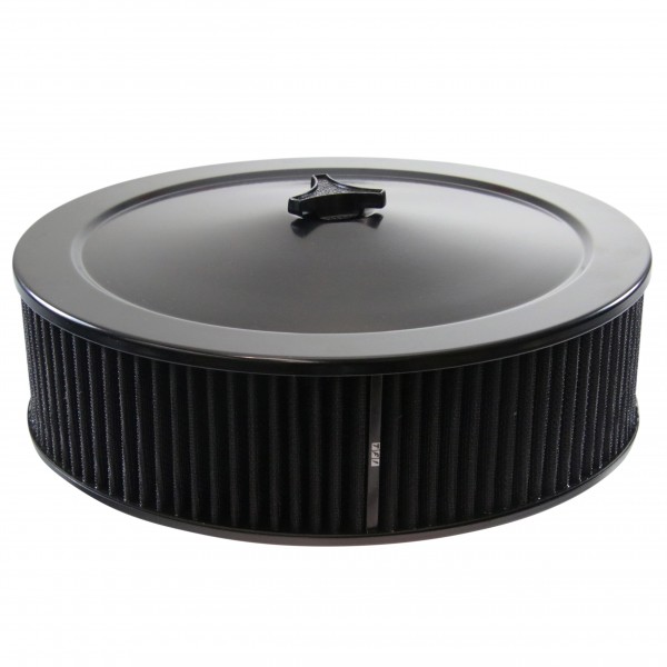 Black Air Filter Cleaner 14" x 4" Holley Rochester Recessed Base Washable Elemen