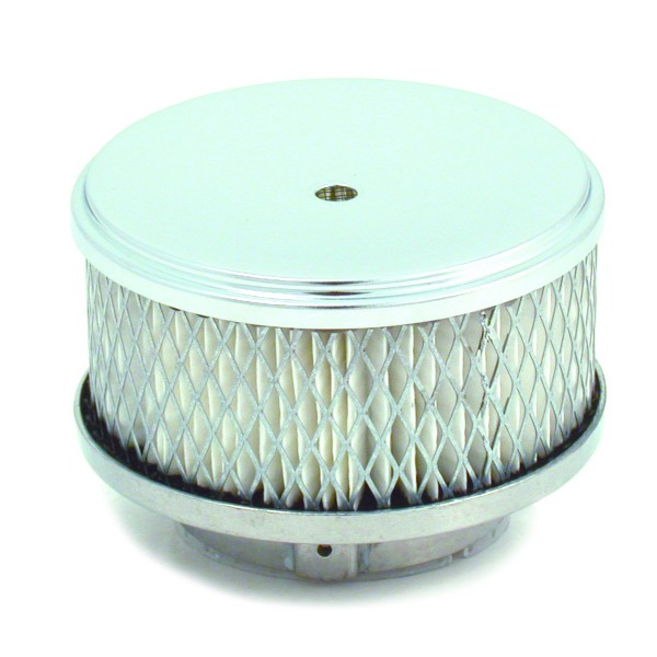 Chrome Plain Dish Style Air Cleaner 4" Wide x 2" Tall  -2 5/8" & 2-5/16" neck