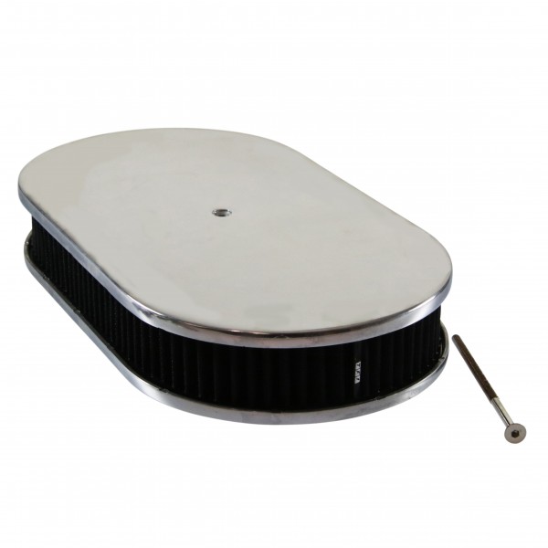 Oval Smooth Air Cleaner 15" x 2" Holley Edelbrock Quadrajet Carter Black Filter