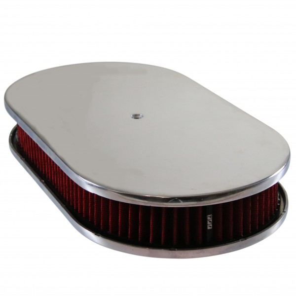 Oval Smooth Air Cleaner 15" x 2" Holley Edelbrock Quadrajet Carter Red Filter