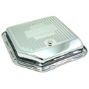 Transmission Pan GM Turbo 350 OEM Height Chrome Steel Finned with Drain Plug