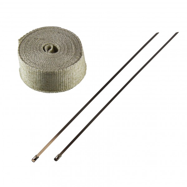 Exhaust Wrap 50mm(2") x 7.5mt(25ft) with 2 Stainless Steel Lock Tie Rated 650C