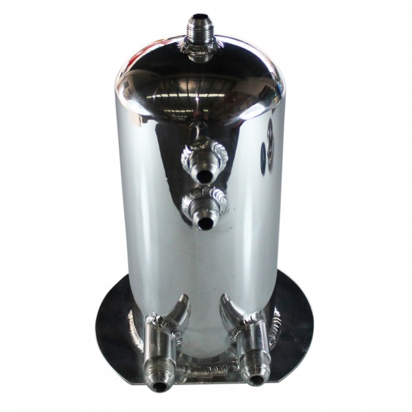 Surge Tank 2.5 Litre Polished Alloy with AN Male Fittings 270mm Tall