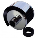 Valve Cover Breather Cap Push In 1"(25mm) Neck Shield Chrome Black Element Gromm