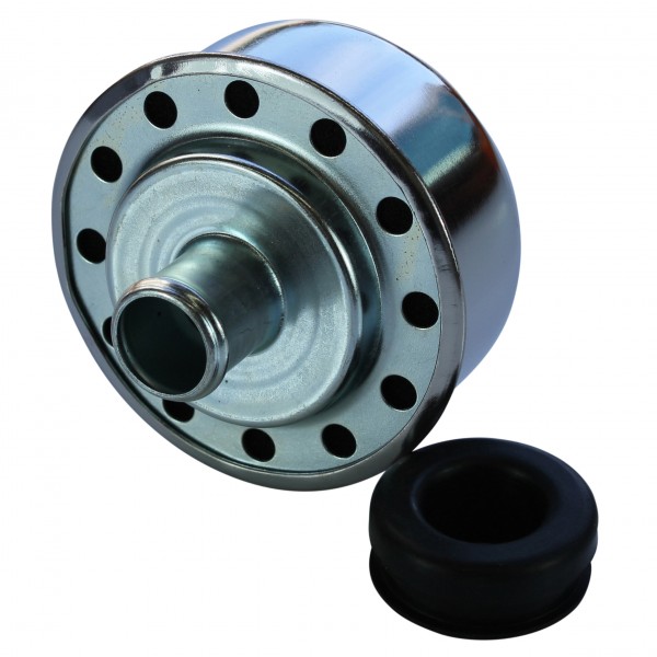 Valve Cover Breather Cap Push In 3/4"(19mm) Neck Chromed Steel + Grommet