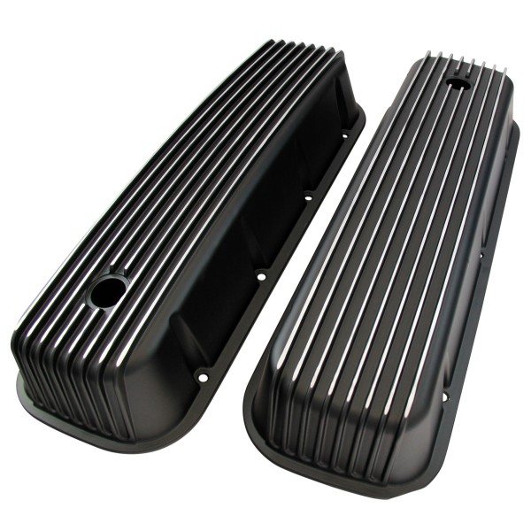 Valve Covers Black Chevrolet V8 Big Block 396-502 Alloy Finned Tall Baffled-pr