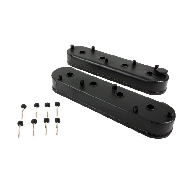 Valve Covers Chevrolet LS Fabricated Black Aluminium, Centre Bolt + Coil Mounts