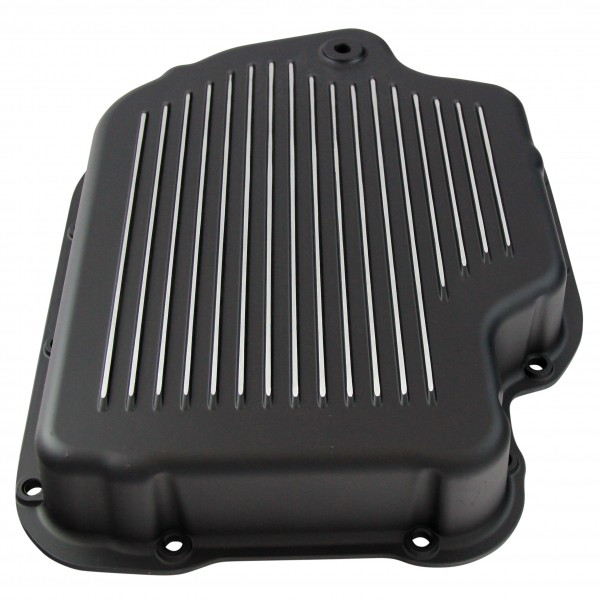 Transmission Pan GM Turbo 400 Black Finned Milled Alloy Gasket Bolts Hardware