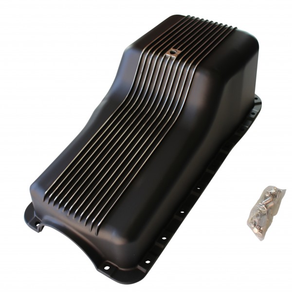 Oil Pan Ford Windsor 260-289-302 V8 Front Sump 1962-82 Black Alloy Finned