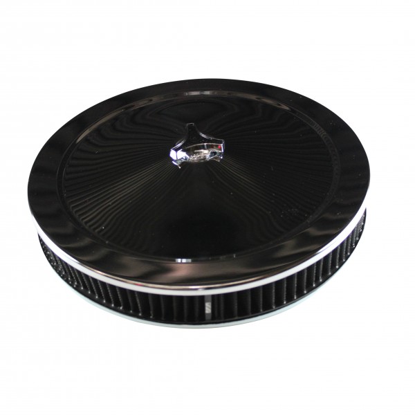 Chrome Air Filter Cleaner 14" x 2" Holley or Holden Quadrajet Base Black Element